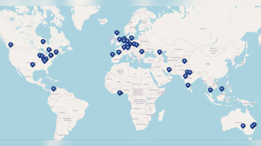 world map with Drupal CMS launch party events located