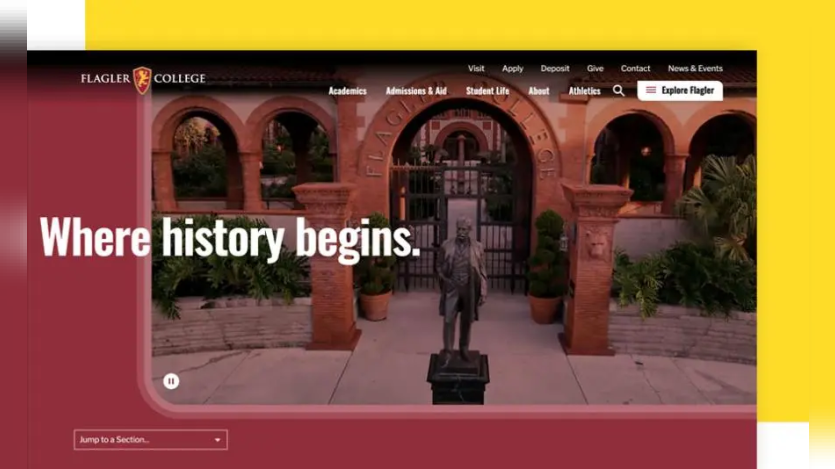 Flagler College Website interface