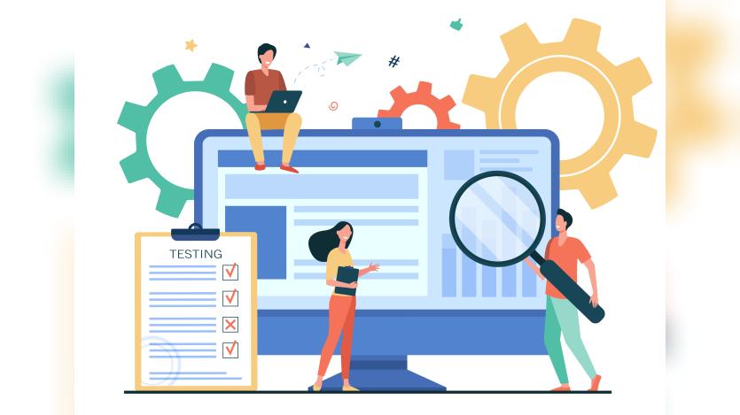  Tiny people testing quality assurance in software isolated flat vector illustration Tiny people testing quality assurance in software isolated flat vector illustration