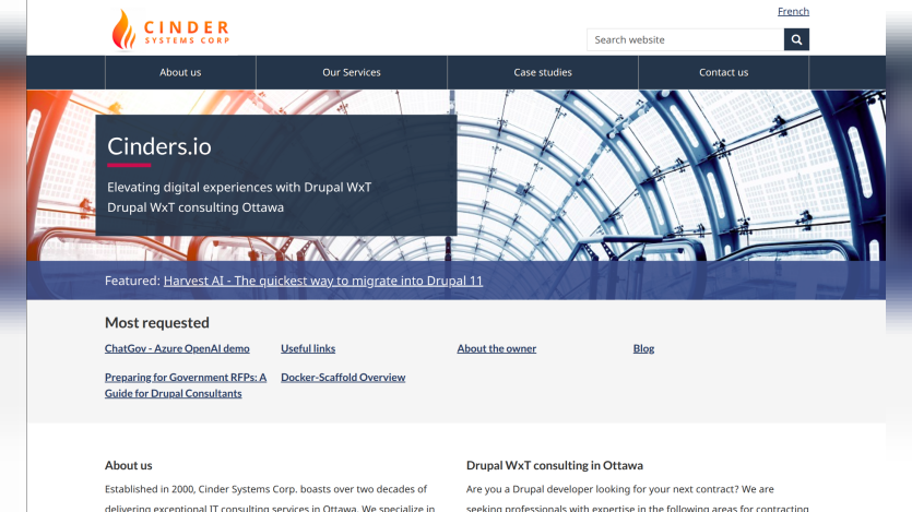 cinders.io website screenshot