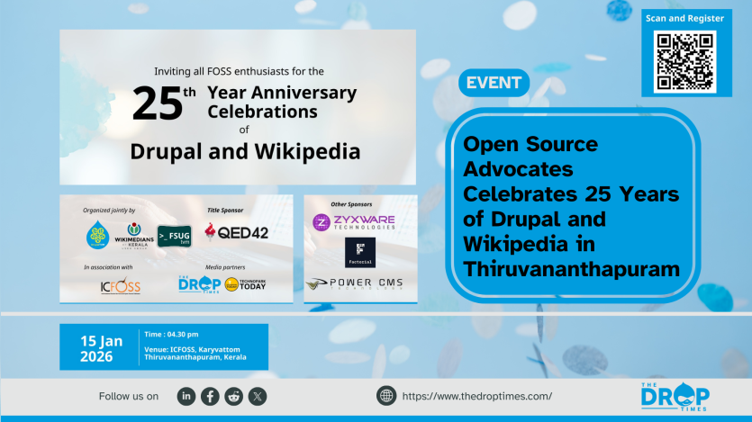 Open Source Advocates Celebrates 25 Years of Drupal and Wikipedia in Thiruvananthapuram