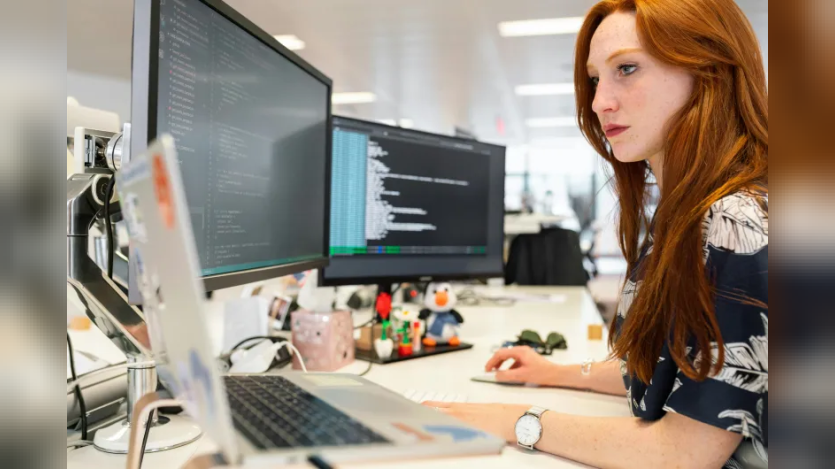 woman working in computer