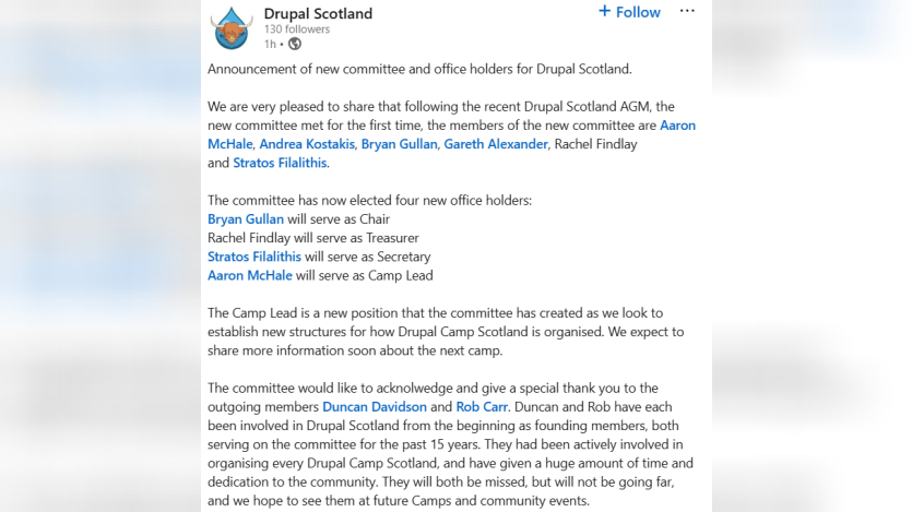 Drupal Scotland's post