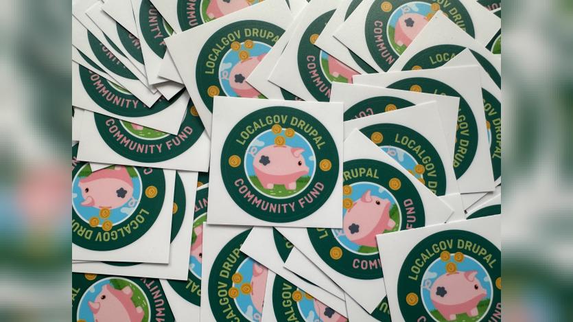 Mission patch stickers for the LocalGov Drupal Community Fund. Design by Sally Varne, photo by Will Callaghan