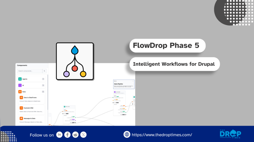 FlowDrop Phase 5 Cover Image featuring a screenshot