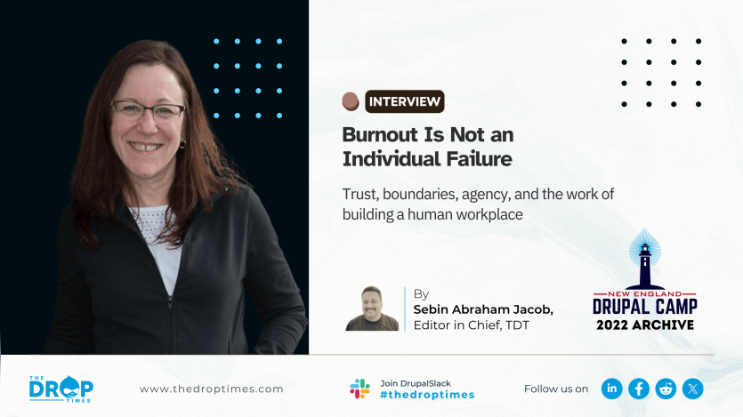 Hero image for an archive interview with Dori Kelner. The headline reads “Burnout Is Not an Individual Failure,” with a deck on trust, boundaries, agency, and building a human workplace.
