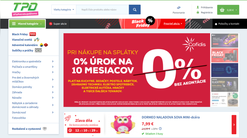 E-commerce homepage featuring Black Friday Samsung deals with extra discounts and product categories menu