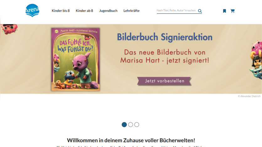 Homepage featuring a book signing promotion and welcoming message.