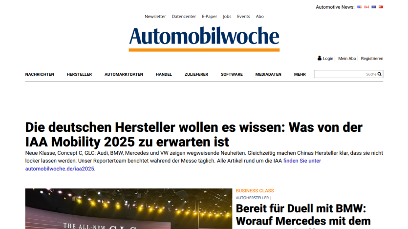 Article on German manufacturers' expectations for IAA Mobility 2025.