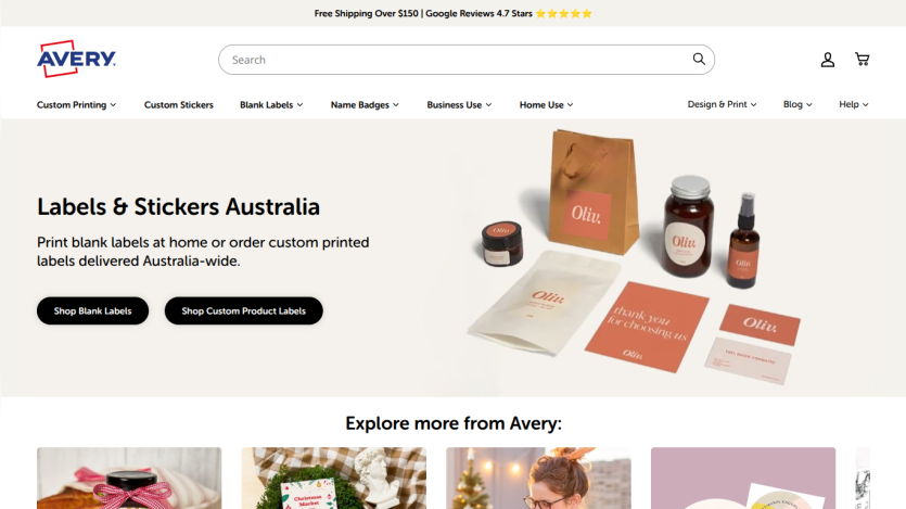 Labels & Stickers Australia with options to shop blank or custom product labels and product images