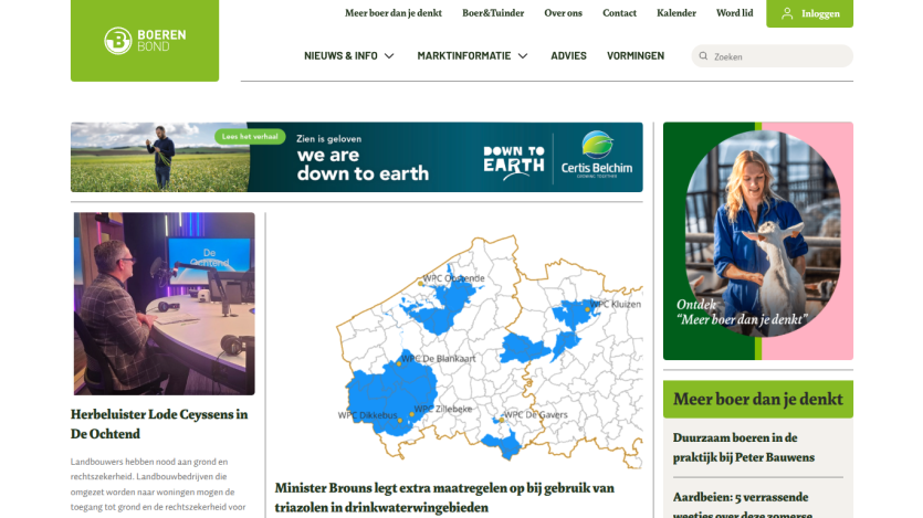 Homepage featuring a map and news highlights with a prominent call to action.
