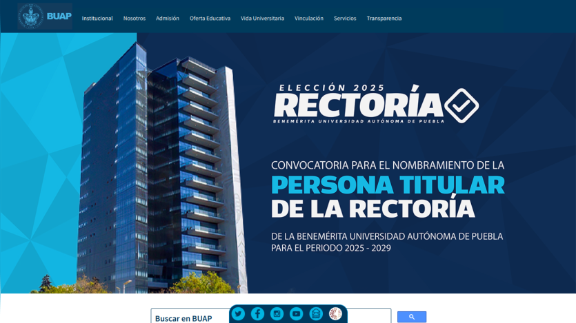 Announcement for the appointment of the rector at the Universidad Autónoma de Puebla.
