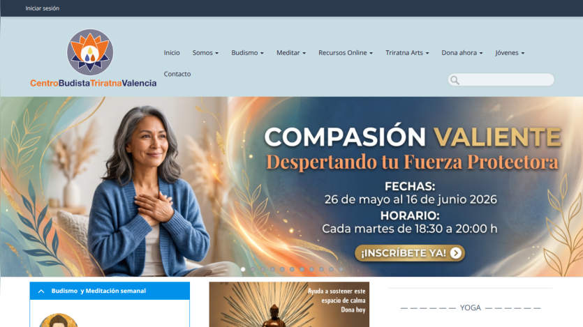 Promotional banner for a course on compassion, with dates and registration details.