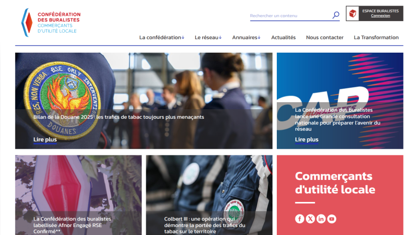 Homepage of a local merchants' federation with navigation and featured sections.