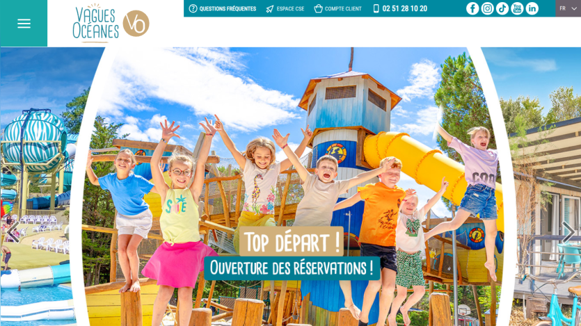 Children happily jumping at a colorful water park with text announcing reservation openings