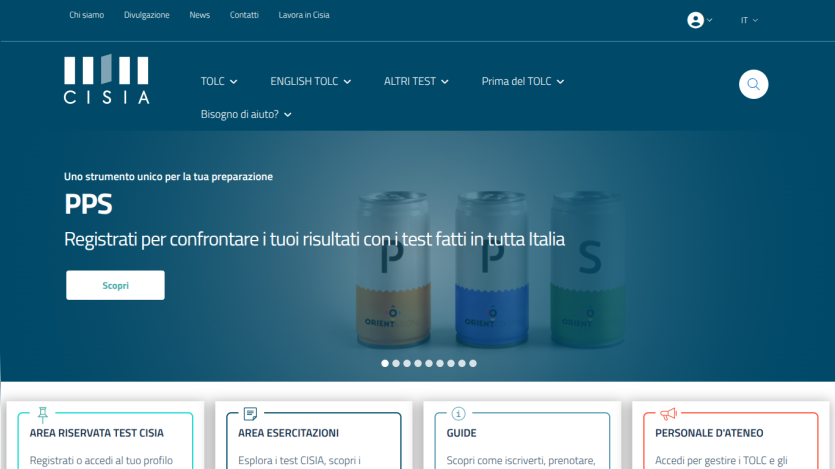 Homepage of CISIA featuring registration for PPS results comparison in Italy.