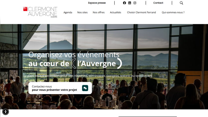 Event organization services in Auvergne with scenic venue and contact invitation