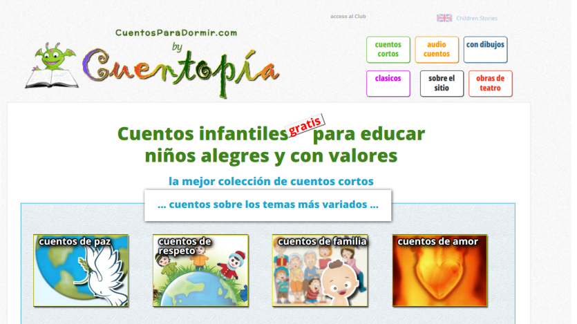 Children's stories website offering free short stories to educate happy children with values on various themes