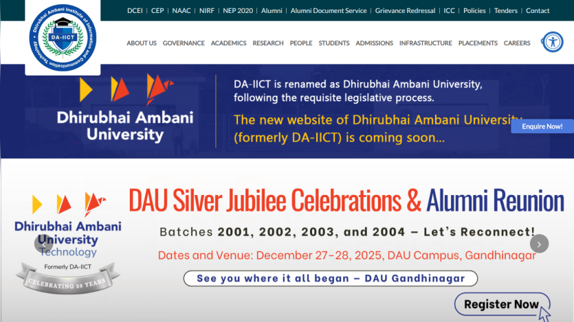 Dhirubhai Ambani University announces renaming and upcoming new website