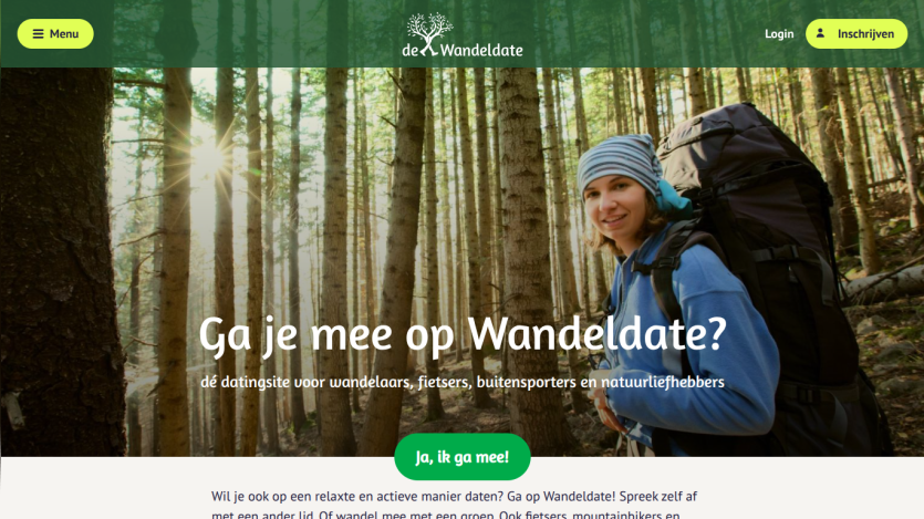 Dating site for walkers, cyclists, outdoor sports enthusiasts, and nature lovers with a call to join