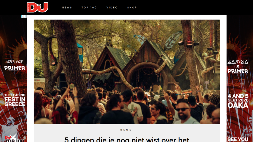 Article headline about music festival insights with crowd and stage in background.