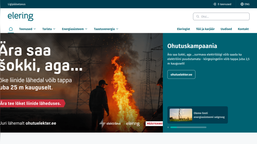 Energy safety campaign warning about dangers near power lines with fire image and safety message