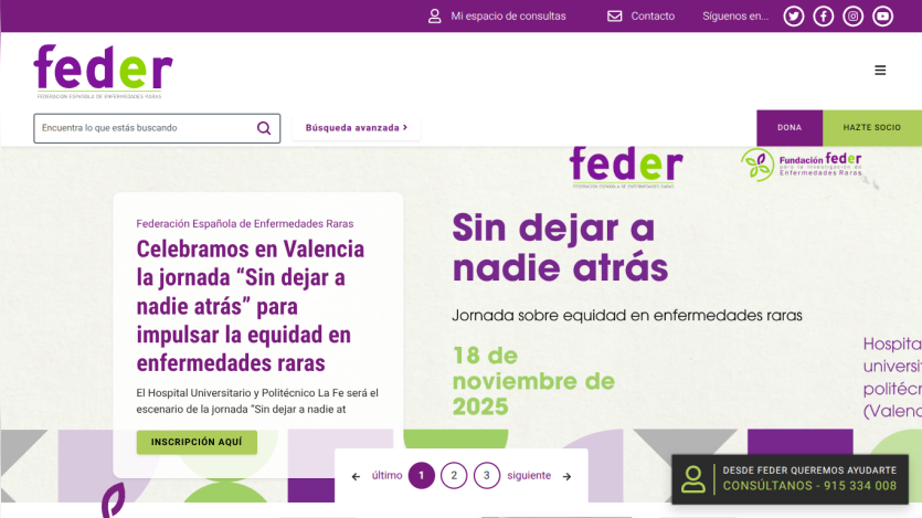 Federación Española de Enfermedades Raras event announcement for 'Sin dejar a nadie atrás' on November 18, 2025 in Valencia