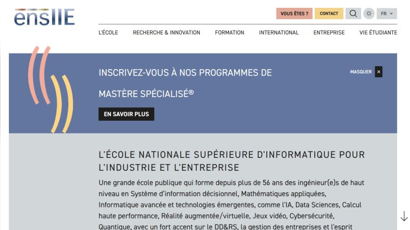 National engineering school ENSIIE offers specialized master's programs and advanced training in IT and emerging technologies