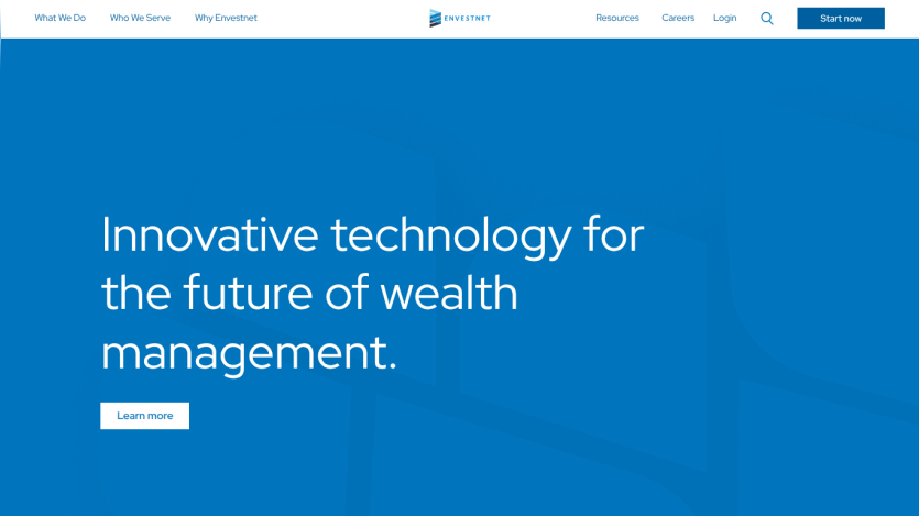 Innovative technology for the future of wealth management with a call to action button.