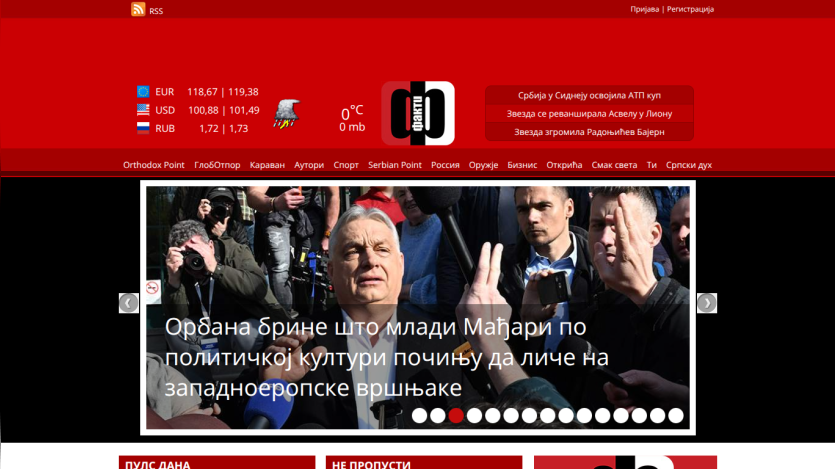 News website featuring a political article with images and headlines.
