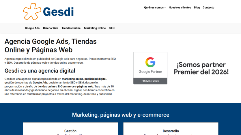 Digital agency offering Google Ads and online store services with a partnership announcement.