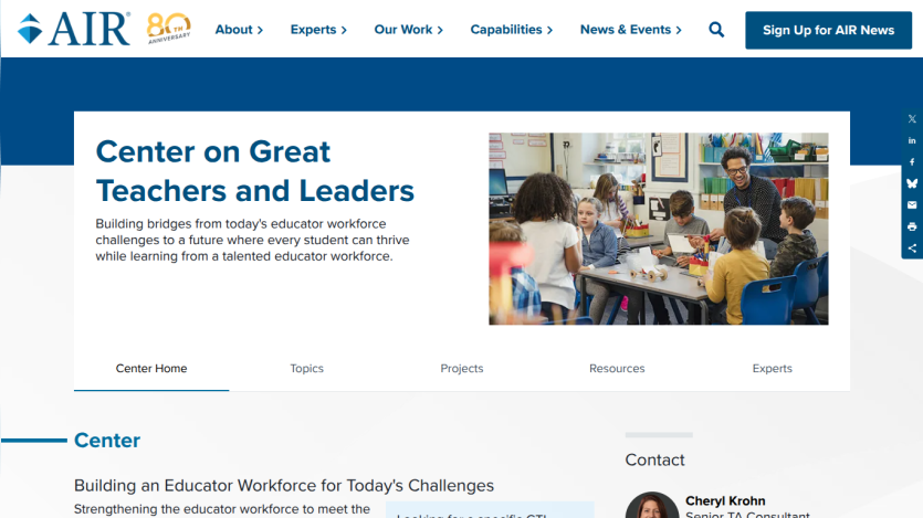 Center on Great Teachers and Leaders with a description of building educator workforce.