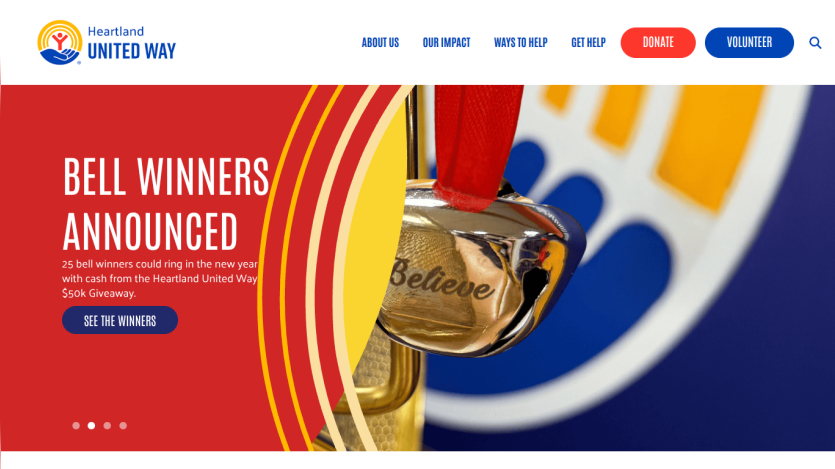 Homepage with navigation bar, large hero image featuring a smiling woman holding a phone, and headline about easy money transfers