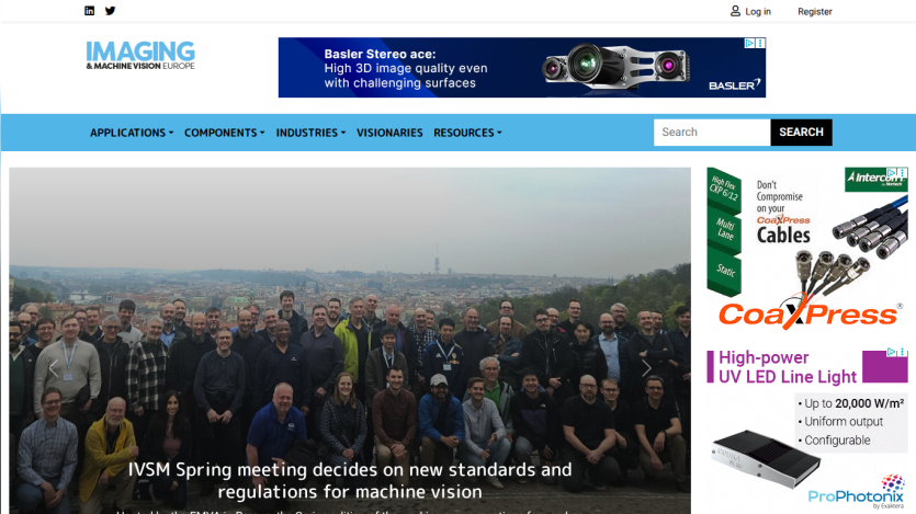 Website showcasing imaging standards meeting with a group photo and key information.