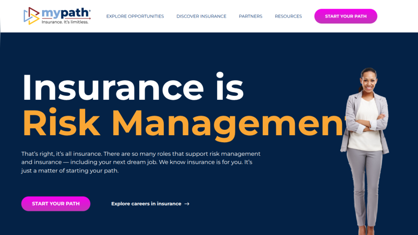 Insurance is Risk Management with a call to action to explore careers in insurance.