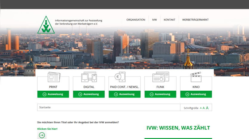 Website header with navigation options for print, digital, and other services.
