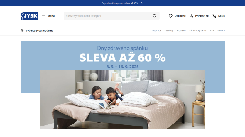 Promotion for bedding sale with children on a bed, highlighting a 60% discount.