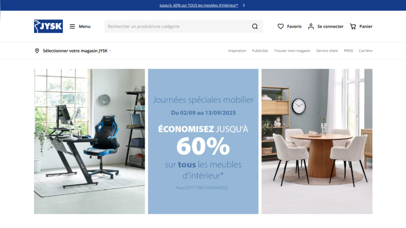 Promotional banner for special mobile offers with discounts on furniture.