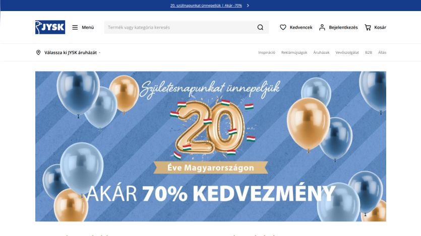 Celebrating 20 years in Hungary with a promotion offering up to 70% discount.