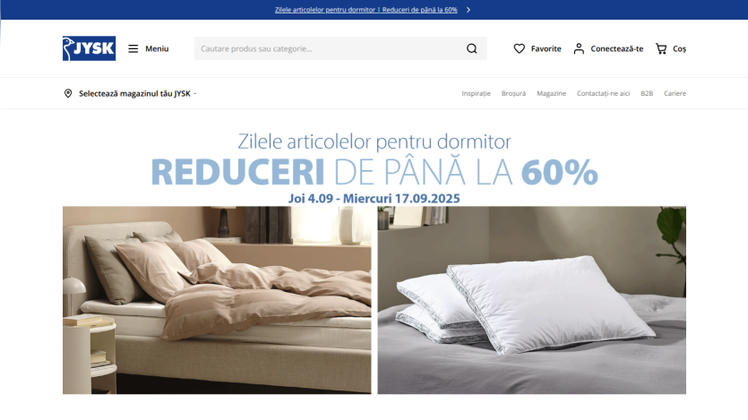 Promotional banner for bedding items with discounts up to 60%.