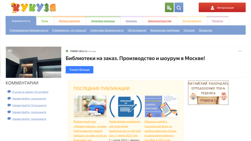 Website homepage featuring recent publications and navigation links.