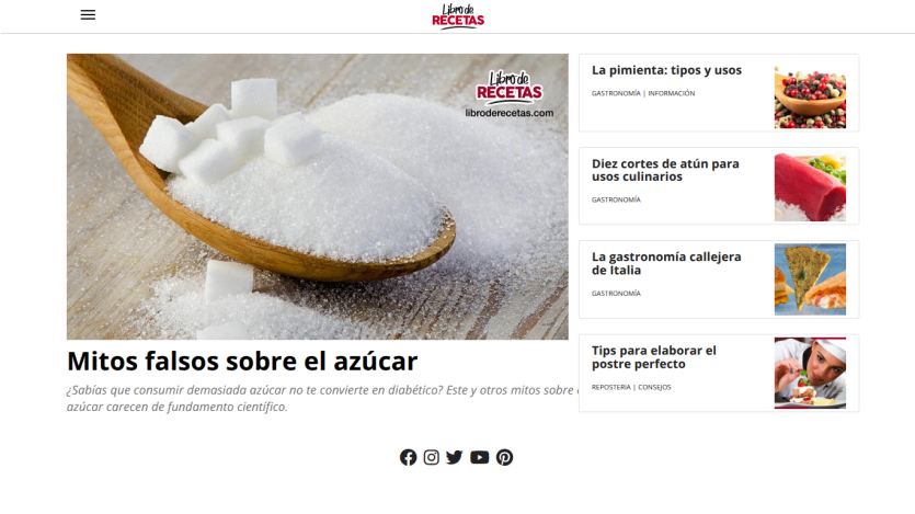 Article on myths about sugar with an image of sugar and related links.