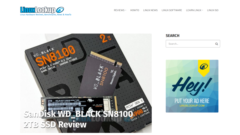 Review of SanDisk WD BLACK SN8100 2TB SSD with product image and title.