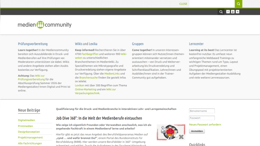 Website header and community information with recent posts listed.