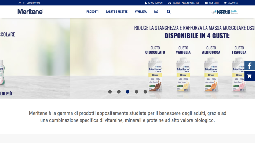 Meritene product range in four flavors promoting muscle and bone strength with vitamins and proteins for adult wellness