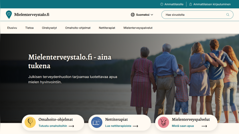 Mental health support website offering public healthcare assistance with self-care programs, online therapies, and mental health services