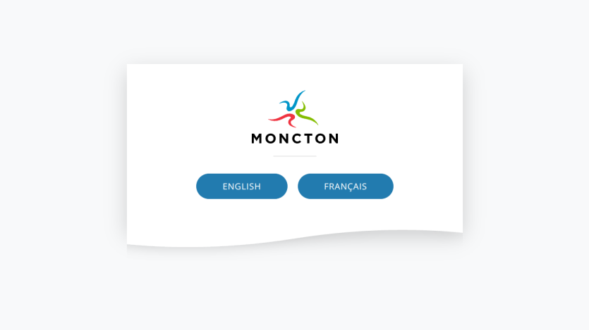Moncton city website language selection with English and Français buttons