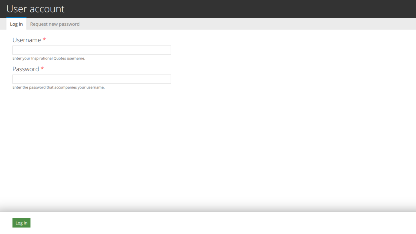 User account login page with tabs for login and password reset, username and password input fields, and a login button