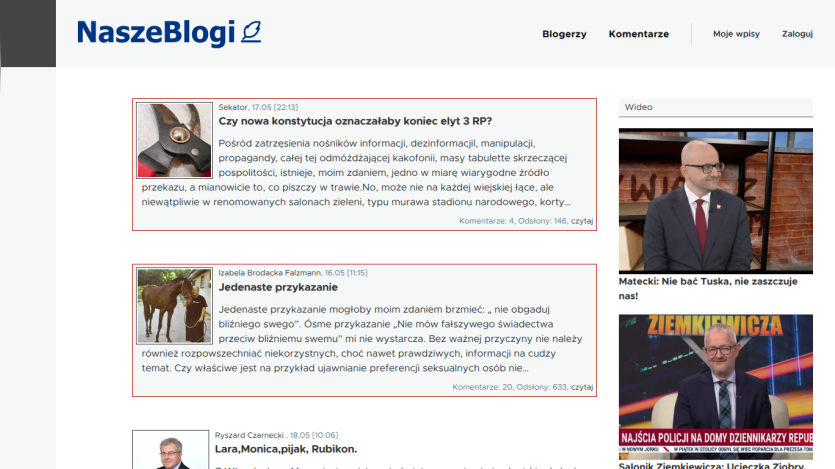 Blog homepage featuring recent posts with images and headlines.