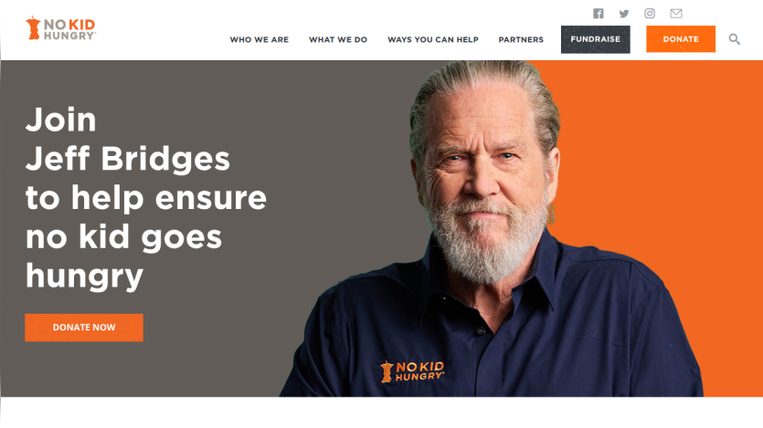 Join Jeff Bridges to help ensure no kid goes hungry; includes a call to action to donate.